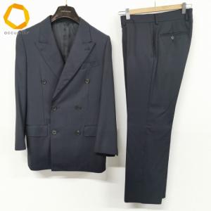 #apc ルイヴィトン LOUISVUITTON ダブルスーツ D6B ストライプ 本切羽 48 紺 ハンガー付き メンズ [979390]
