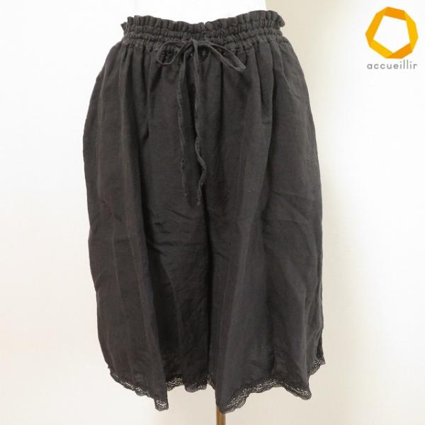 #snc ネストローブ nest Robe パンツ キュロット 黒系 麻 レース ワイド レディース...