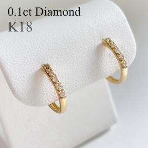 ピアス ダイヤモンド 18金  ジュエリー フープピアス K18 Diampnd platina pierce 0.1ct　　｜acla