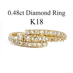 １８金　指輪 ダイヤモンド リング  デザイン 3連風 ハーフエタニティー レディース ジュエリー Diamond Ring 0.48ct｜acla