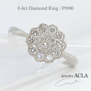 フラワーリング ダイヤモンド リング プラチナ 18金 指輪 花 Pt900 K18
