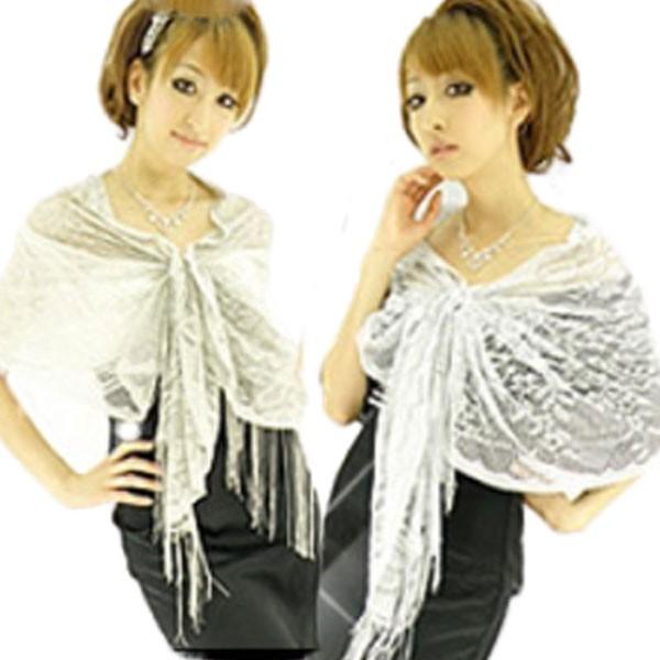 きらきらラメいり＆フロントパールホックエレガントショール レディース