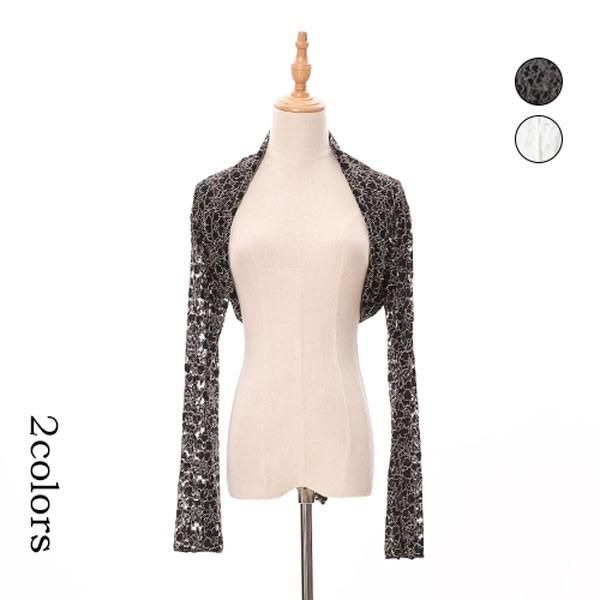 長袖ボレロ 花柄総レースドルマン長袖ボレロ 長袖ジャケット レディース