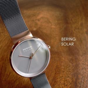ノベルティ BERING ベーリング メッシュバンド ソーラー 腕時計 Scandinavian Solar 14331-369 グレー/ローズ｜aclounge