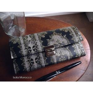 ノベルティ/ ISOLA アイソラ 長財布 ギャルソン 束入れ三段錠 イタリア レザー 装丁 12203 モロッコ ブラック