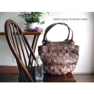 ロビタ robita バッグ spray &amp; stone wash メッシュレザー トートバッグ かごバッグ STA-052S ブロンズ