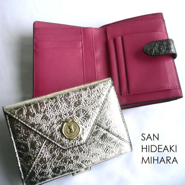 SAN HIDEAKI MIHARA サンヒデアキミハラ レオパード箔 山羊革 ギャルソン レターウ...