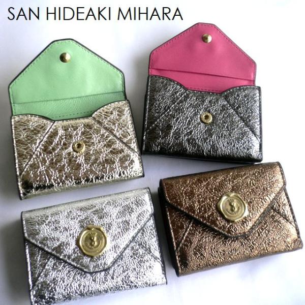 SAN HIDEAKI MIHARA サンヒデアキミハラ ゴート 山羊革 牛革 レザー 3つ折り 折...