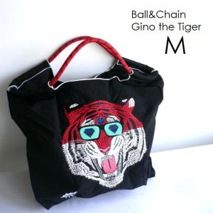 正規品 BALL＆CHAIN ボールアンドチェーン バッグ エコバッグ ショッピングバッグ Mサイズ MULGA モルガ  GINO THE TIGER トラ 虎 タイガー ブラック｜Ac-Lounge