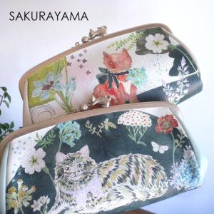 SAKURAYAMA サクラヤマ レザー 折り財布 がま口 W201GL ゴールド 猫