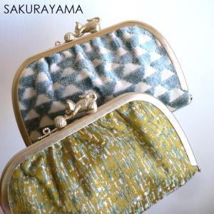SAKURAYAMA サクラヤマ 折り財布 ミドル 牛革 レザー がま口 W186 猫と