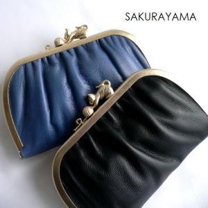 SAKURAYAMA サクラヤマ 折り財布 ミドル がま口 W186a ネコ/ねこ/猫と