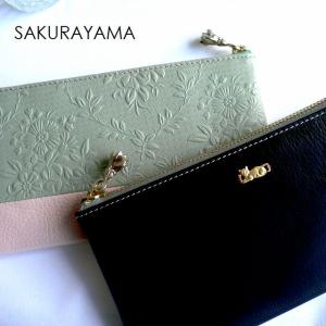 SAKURAYAMA サクラヤマ 折り財布 ミドル 牛革 レザー がま口 W186 猫と