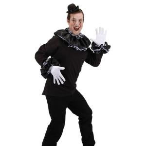 ピエロ 衣装 コスチューム コスプレ 黒 カラー カフ ふわふわした襟と袖のセット