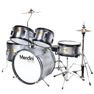ドラムセット 子供用 楽器 シルバー 身長76〜152cm　Mendini