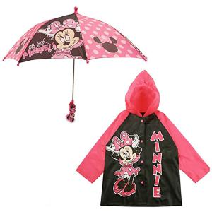 梅雨 対策 グッズ ミニーマウス   子供用 傘 レインコート可愛い 女の子  通学 雨具 ピンク ブラック MINNIE｜acomes