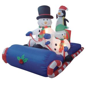 クリスマス 飾り 膨らむ 雪だるま & ペンギン スノーマン LEDライトアップ ブローアップ 庭 デコレーション｜acomes