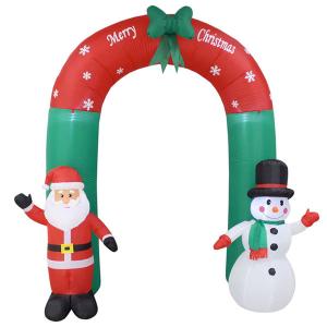 クリスマス サンタ 雪だるま スノーマン 飾り アーチ 膨らむ LED ライトアップ 装飾 サンタ 屋内外 庭 デコレーション 244cm｜acomes