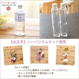 新年 ハーバリウム キット 花材 手作り 【お正月】ハーバリウムお試しキット（オイル1本、ガラス瓶2本、花材セット2種類） 送料無料