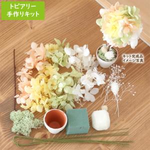 【手作りキット】 ミニトピアリー フラワーキット （ミックス） [ プリザーブドフラワー アジサイ パステル かわいい ]｜acorn-style