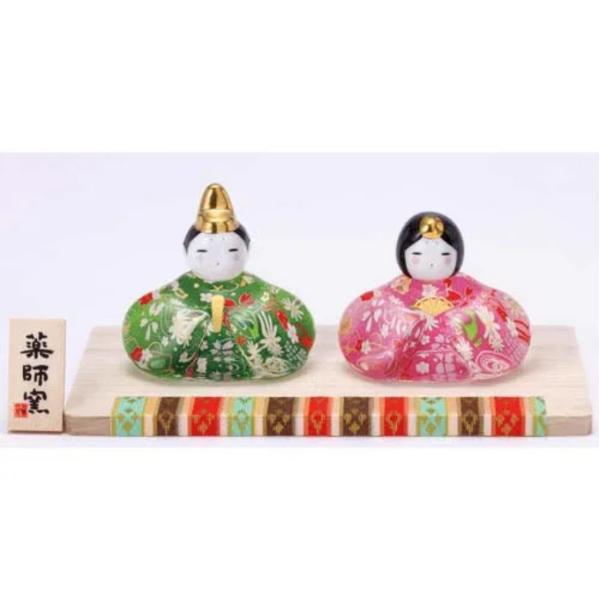雛人形 薬師窯 彩絵玻璃座雛 花の舞 ガラス雛人形 ミニ雛人形 置物 桃の節句 ひな祭り コンパクト...