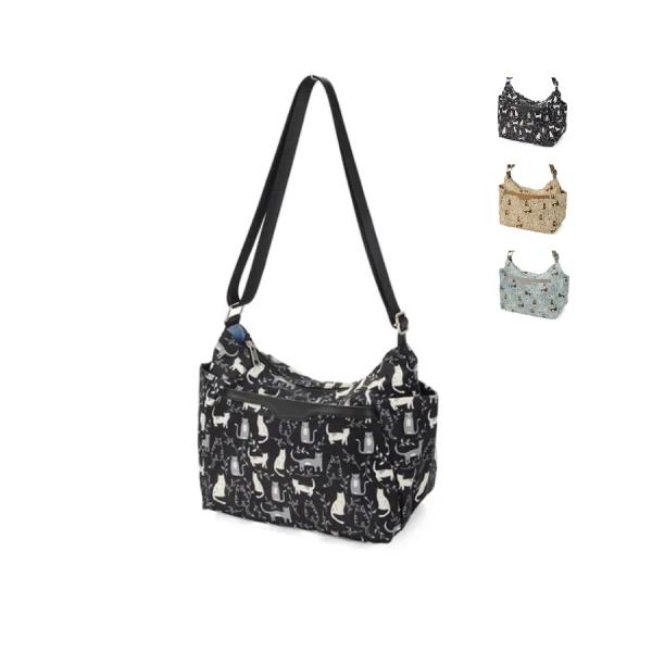 ショルダーバッグ ネコいっぱいショルダーバッグ ベージュ レディース 猫柄 軽量 斜めがけ おしゃれ...