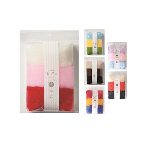 羊毛フェルト素材 アクレーヌ 3色セット ハマナカ 各色約8g 約24g入り 手芸 手作り 材料 フ...