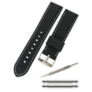 Calme（カルム） 腕時計 シリコン ベルト 時計 ラバー バンド カラーステッチ 16mm 18mm 20mm 22mm 24mm 交換説明書付 (20mm,