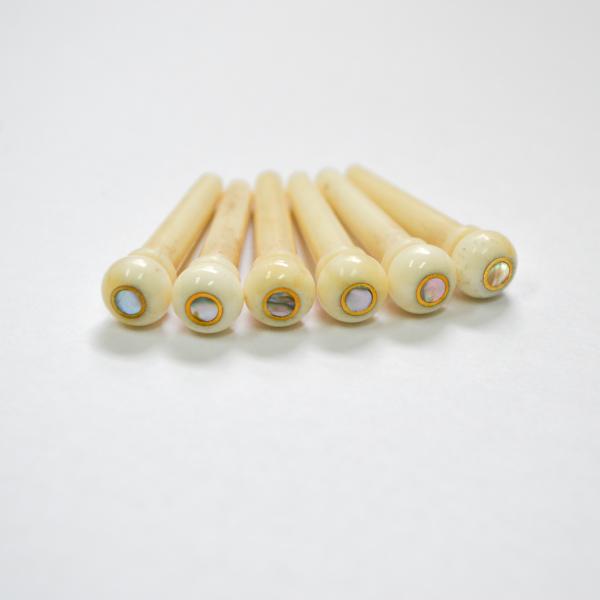 John Pearse Camel Bone Bridge Pins BRASS / ABALONE...