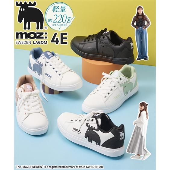 スニーカー 靴 4E 幅広 ゆったり ワイド 大きいサイズ moz モズ 軽量 ビックロゴ エルク ...