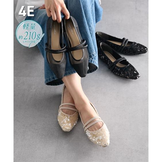 カジュアルシューズ 靴 4E 幅広 ゆったり ワイド 大きいサイズ レディース ゴムストラップ セレ...