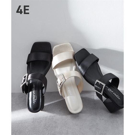 サンダル 靴 4E 幅広 ゆったり ワイド 大きいサイズ レディース スクエアトゥ ベルトサンダル ...