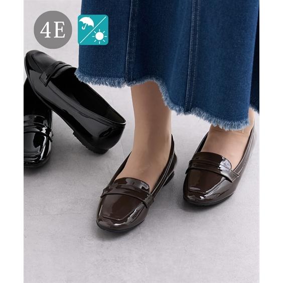 レインシューズ 靴 4E 幅広 ゆったり ワイド 大きいサイズ レディース 晴雨兼用 ローファーシュ...