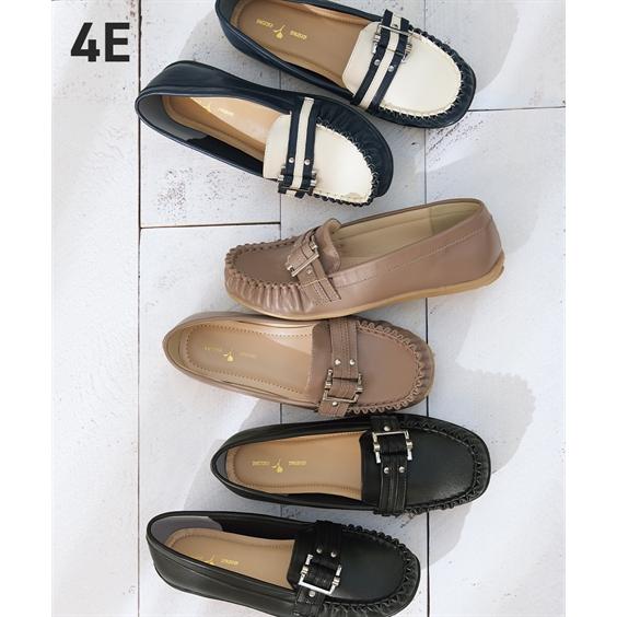 カジュアルシューズ 靴 4E 幅広 ゆったり 大きいサイズ ワイド レディース ベルト ぺたんこ モ...