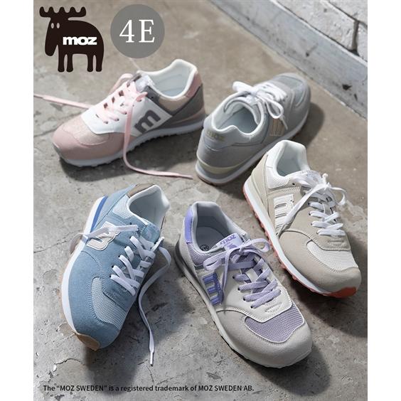 スニーカー 靴 4E 幅広 ゆったり 大きいサイズ ワイド レディース moz モズ ロゴスニーカー...