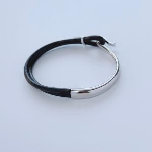 bracelet レディース メンズ シルバー本革 レザー シルバー ブレスレット s925 アクセサリー バングル おしゃれ シンプル｜across-intl