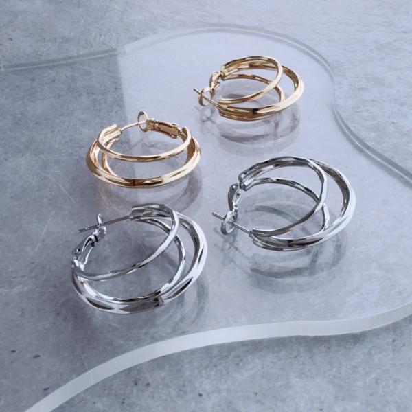 pierce レディース スリーラインピアス 針部分 S925 シルバー ゴールド ステンレス アク...