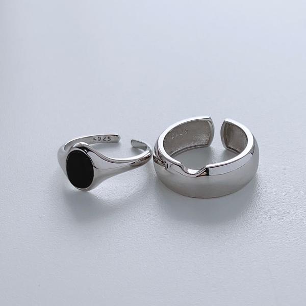 ring 指輪 レディース メンズ ブラックダブルストーンリングS925 シルバー ゴールド  sv...
