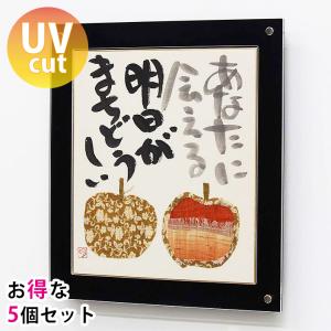 【まとめ買い・5個】色紙額 標準・大色紙サイズ専用 UVカット 額縁 サイン色紙 壁掛け フレーム シンプル アクリル『色紙額 裏ブラック』 黒｜acry-ya