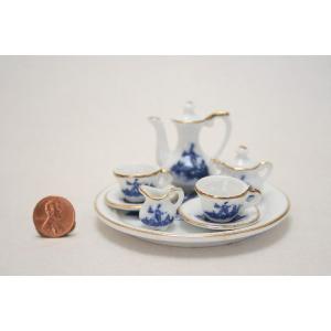 プリンス・エドワード島天然木♡手作り未使用ミニチュア家具＆陶器の食器3点セット 日本製 美濃焼 白鳥 楊枝 ようじ ミニチュア陶器 ミニチュア食器