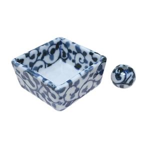 和モダン 手描唐草 お香立て 陶器 角鉢 香立 ACSWEBSHOPオリジナル