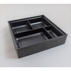 使い捨て高級弁当容器 アクタ ワン折重107×40 黒焼杉フチ・A底・共蓋
