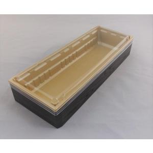 使い捨て業務用弁当容器 アクタ  ワン折重107×40 黒焼杉フチ・A底・透明蓋セット