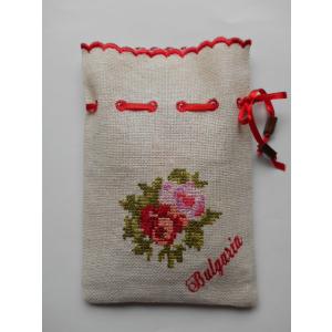 ブルガリア 刺繍 ポーチ 巾着 バラ 花束 09014