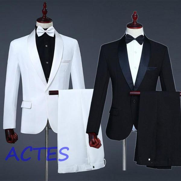 スーツ メンズ 白 ホワイト 白スーツ 黒 ブラック ドレススーツ 結婚式 パーティ メンズ 衣装 ...