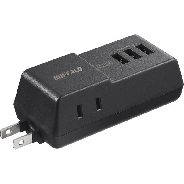 Buffalo コンセント付きAC充電器 [USB×3/3.6A] 《ブラック》 (BMPA36TP...