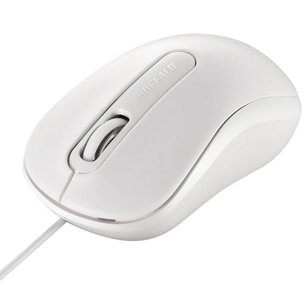 Buffalo 有線 光学式マウス [3ボタン/Mサイズ/左右対称] 《ホワイト》 (BSMOU05...