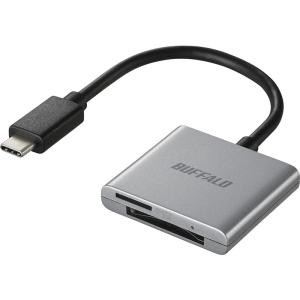 Buffalo USB3.2 Gen1 Type-C カードリーダー [SDmicroSD用/10cmケーブル] 《シルバー》 (BSCR110U3CSV)の商品画像