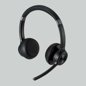 ELECOM Bluetooth対応ワイヤレスヘッドセット [オーバーヘッドタイプ/ノイズリダクションマイク機能付/USB/両耳] 《ブラック》 (LBT-HSOH20BK)｜acthink-shop