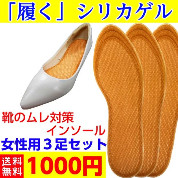 インソール 中敷き 3足 セット 蒸れ 足ムレ 対策 足の臭い対策 シリカゲル インソール 女性用
